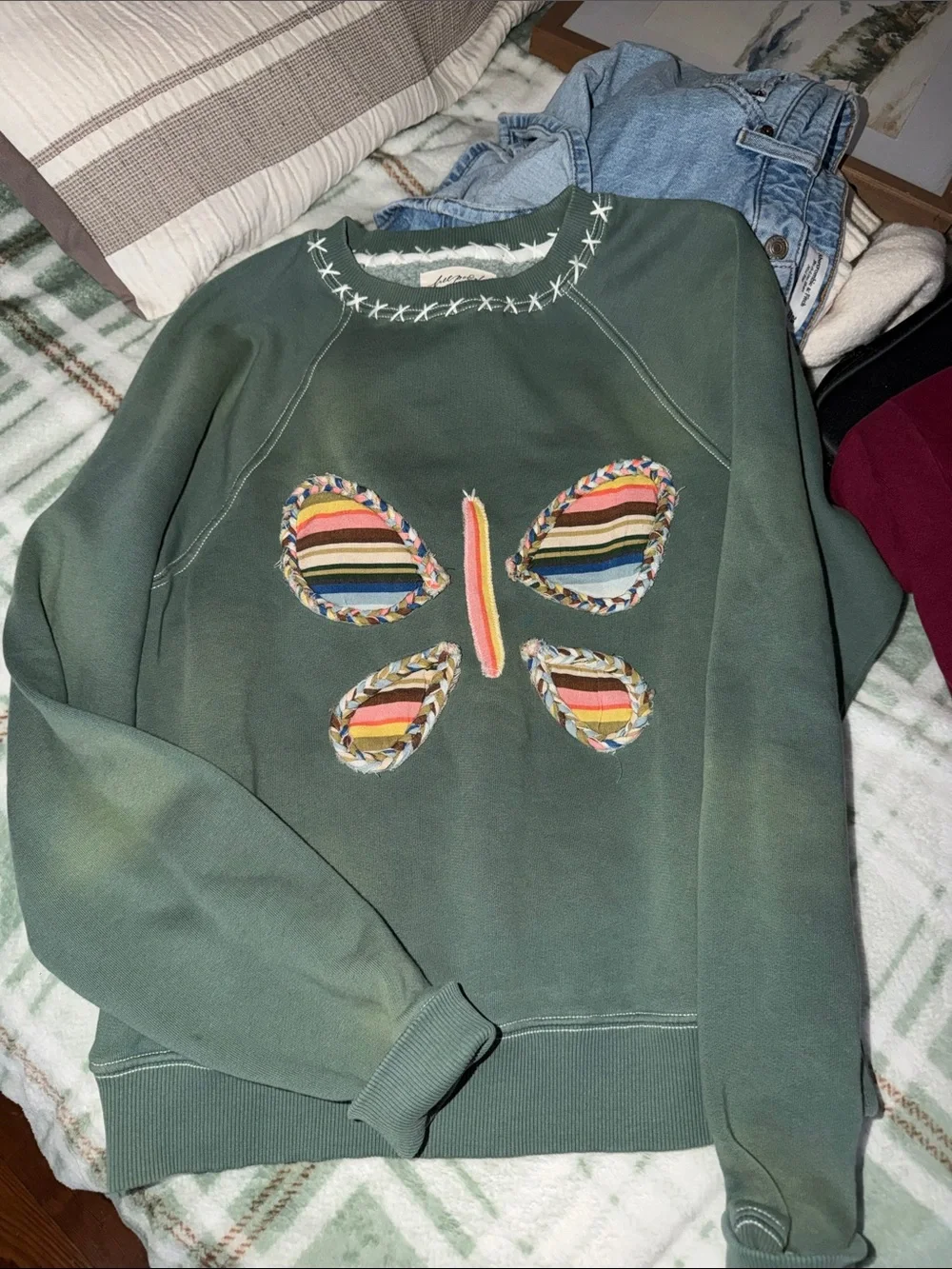Free People Patchwork Butterfly Sweatshirt